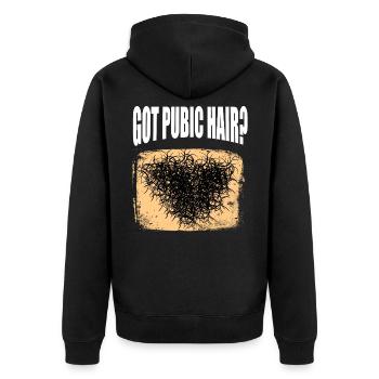 Lustiges erwachsenes SpaßHemd für Erwachsene " - Unisex Premium Bio Zip Hoodie - Schwarz - Hinten - Nico (187cm)