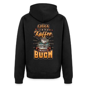 Lustig Lesen Buch Bücher Bücherei Spruch Geschenk - Unisex Premium Bio Zip Hoodie - Schwarz - Hinten - Nico (187cm)