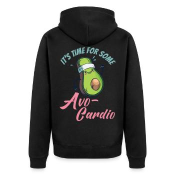 It's time for some Avo-cardio Fitness Avocado - Unisex Premium Bio Zip Hoodie - Schwarz - Hinten - Nico (187cm)