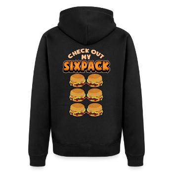 Lustig Fast Food Burger Hamburger Spruch Geschenk - Unisex Premium Bio Zip Hoodie - Schwarz - Hinten - Nico (187cm)