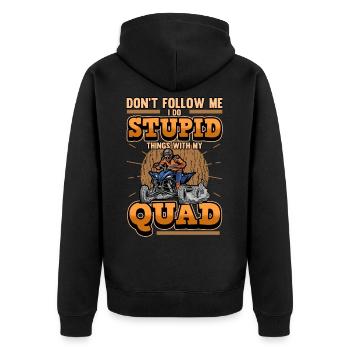 Lustig Quad Sprüche Biker Quadfahrer ATV Geschenk - Unisex Premium Bio Zip Hoodie - Schwarz - Hinten - Nico (187cm)