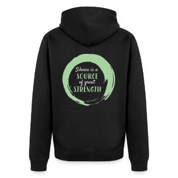 Zen Kreis Symbol Ruhe Kraft Meditation Geschenk - Unisex Premium Bio Zip Hoodie - Schwarz - Hinten - Nico (187cm)