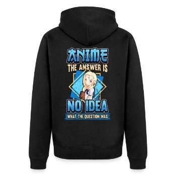 Lustig Anime Otaku Kawaii Weeb Spruch Geschenk - Unisex Premium Bio Zip Hoodie - Schwarz - Hinten - Nico (187cm)