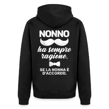 nonno ha semper ragione - Unisex Premium Organic Zip Hoodie - black - Back - Nico (187cm)