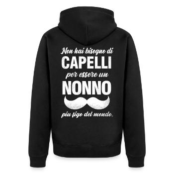 Regalo Per Il Migliore Nonno del Mondo - Unisex Premium Bio Zip Hoodie - Schwarz - Hinten - Nico (187cm)