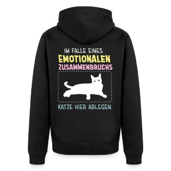 Katze witzig Emotionaler Zusammenbruch Geschenk - Unisex Premium Bio Zip Hoodie - Schwarz - Hinten - Nico (187cm)