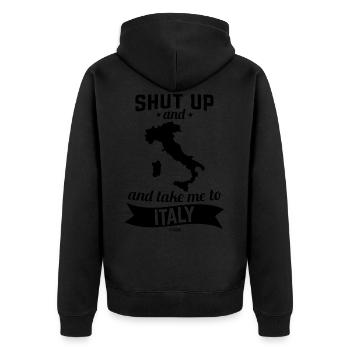 Italien - Unisex Premium Bio Zip Hoodie - Schwarz - Hinten - Nico (187cm)