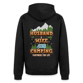 Camping mari femme disant camping cadeau - Veste à capuche bio Premium Unisexe - noir - Dos - Nico (187cm)