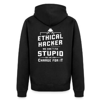Ethischer Hacker White Hat Hacker Cybersicherheit - Unisex Premium Bio Zip Hoodie - Schwarz - Hinten - Nico (187cm)