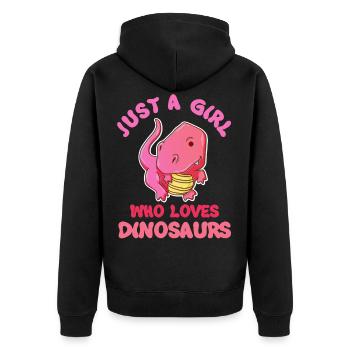 Just A Girl Who Love Dinosaurs Trex - Unisex Premium Bio Zip Hoodie - Schwarz - Hinten - Nico (187cm)