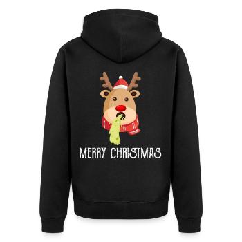 Ugly Christmas reindeer - Unisex Premium Organic Zip Hoodie - black - Back - Nico (187cm)