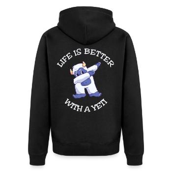 La vie est meilleure avec un tampon de Yeti - Veste à capuche bio Premium Unisexe - noir - Dos - Nico (187cm)