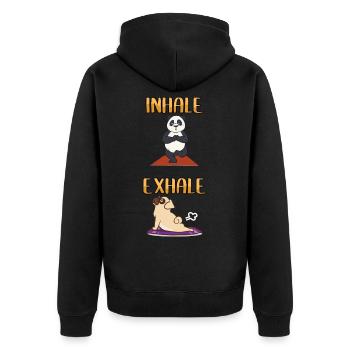 Drôle Yoga Meditation Panda Mops Pups cadeau - Veste à capuche bio Premium Unisexe - noir - Dos - Nico (187cm)
