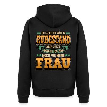 Rente Ruhestand Pension Spruch Lustig Geschenk - Unisex Premium Bio Zip Hoodie - Schwarz - Hinten - Nico (187cm)