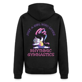 Just A Girl Who Loves Rhythmic Gymnastics - Unisex Premium Bio Zip Hoodie - Schwarz - Hinten - Nico (187cm)
