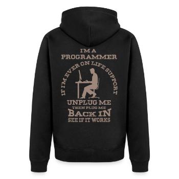 Je suis un programmeur - programme informatique drôle - Veste à capuche bio Premium Unisexe - noir - Dos - Nico (187cm)