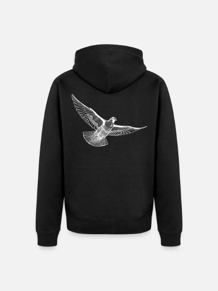 Flying dove illustration line art - Unisex Premium Organic Zip Hoodie - black