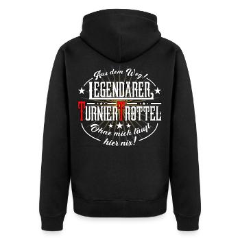 TurnierTrottel Pferd Reiter Reitsport Pferdespruch - Unisex Premium Bio Zip Hoodie - Schwarz - Hinten - Nico (187cm)