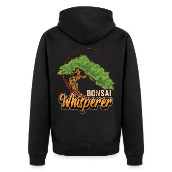 Lustig Bonsai Flüsterer Japan Baum Spruch Geschenk - Unisex Premium Bio Zip Hoodie - Schwarz - Hinten - Nico (187cm)
