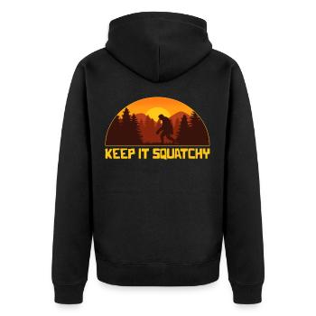 Keep It Squatchy Shirt - Unisex Premium Organic Zip Hoodie - black - Back - Nico (187cm)