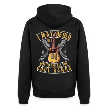 Ich bin alt aber habe alle coolen Bands gesehen - Unisex Premium Bio Zip Hoodie - Schwarz - Hinten - Nico (187cm)