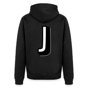 Lettre J - Alphabet J - Veste à capuche bio Premium Unisexe - noir - Dos - Nico (187cm)