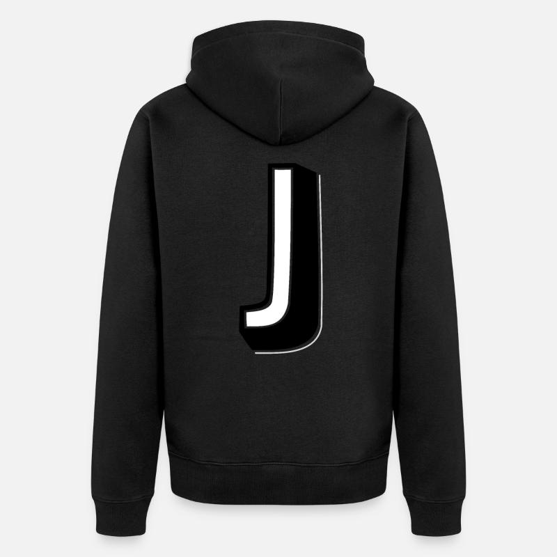 Lettre J - Alphabet J - Veste à capuche bio Premium Unisexe - noir