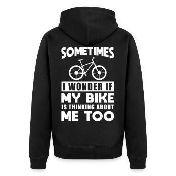 Parfois, je me demande si mon vélo pense à moi - Veste à capuche bio Premium Unisexe - noir - Dos - Nico (187cm)