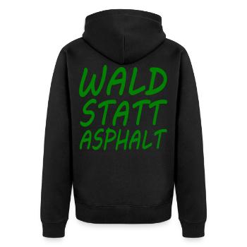 wald statt asphalt - Unisex Premium Bio Zip Hoodie - Schwarz - Hinten - Nico (187cm)
