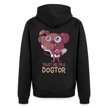 Trust Me Hund Dogtor Doktor Doctor PhD Geschenk - Unisex Premium Bio Zip Hoodie - Schwarz - Hinten - Nico (187cm)