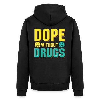Anti-Drogen ohne Drogen Straight Edge - Unisex Premium Bio Zip Hoodie - Schwarz - Hinten - Nico (187cm)