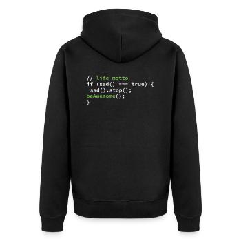 Coder Coding devise du programmeur de la vie - Veste à capuche bio Premium Unisexe - noir - Dos - Nico (187cm)