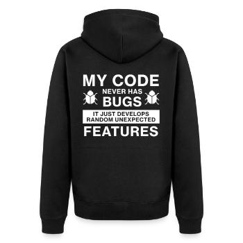Programmierer Coder Coding - Unisex Premium Bio Zip Hoodie - Schwarz - Hinten - Nico (187cm)