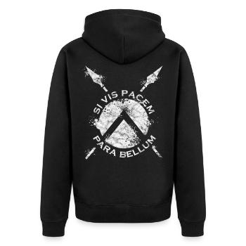 Si Vis Pacem Para Bellum - Sparta - Unisex Premium Bio Zip Hoodie - Schwarz - Hinten - Nico (187cm)
