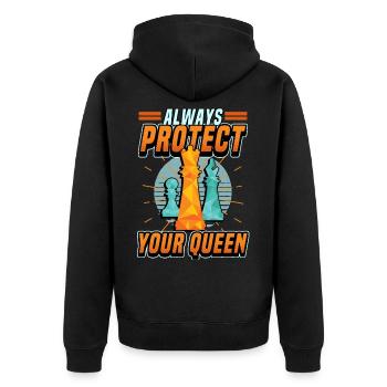 Chess Checkmate Queen Board Game Gift - Unisex Premium Organic Zip Hoodie - black - Back - Nico (187cm)