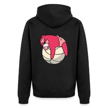Baby Faultier Volleyball Sport Geschenk - Unisex Premium Bio Zip Hoodie - Schwarz - Hinten - Nico (187cm)