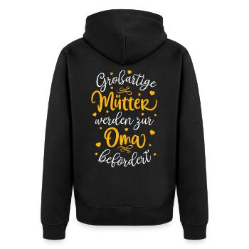 Großartige Mütter werden zur Oma befördert - Oma - Unisex Premium Bio Zip Hoodie - Schwarz - Hinten - Nico (187cm)