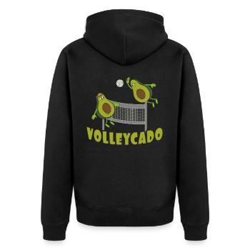 Volleyball Avocado Volleycado Volleyballer Sport - Unisex Premium Bio Zip Hoodie - Schwarz - Hinten - Nico (187cm)