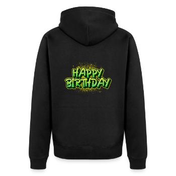 Happy Birthday Graffiti Schriftzug - Unisex Premium Bio Zip Hoodie - Schwarz - Hinten - Nico (187cm)