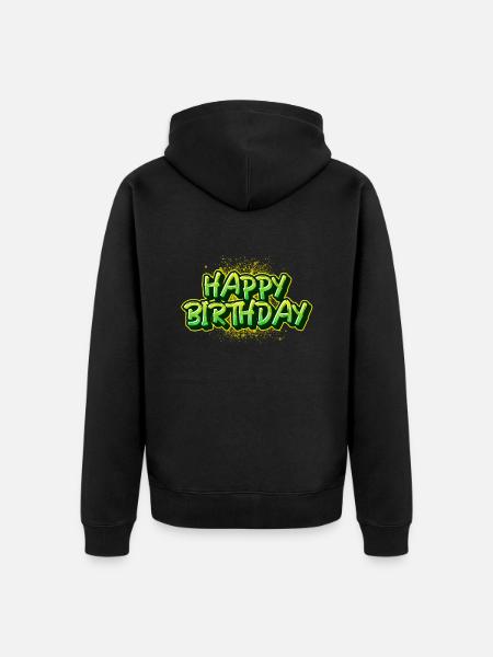 Happy Birthday Graffiti Lettering - Unisex Premium Organic Zip Hoodie - black