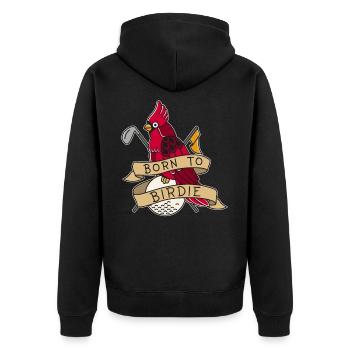 Birdie Golf Golfer Vogel Golfspieler Golfball - Unisex Premium Bio Zip Hoodie - Schwarz - Hinten - Nico (187cm)