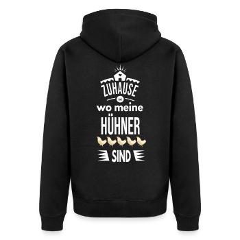 Zuhause Ist Wo Meine Hühner Sind - Unisex Premium Bio Zip Hoodie - Schwarz - Hinten - Nico (187cm)