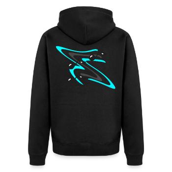 Musiknoten auf farbigem Hintergrund - Unisex Premium Bio Zip Hoodie - Schwarz - Hinten - Nico (187cm)