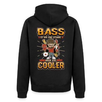 Bass Gitarre Instrument Rock Spruch Geschenk - Unisex Premium Bio Zip Hoodie - Schwarz - Hinten - Nico (187cm)