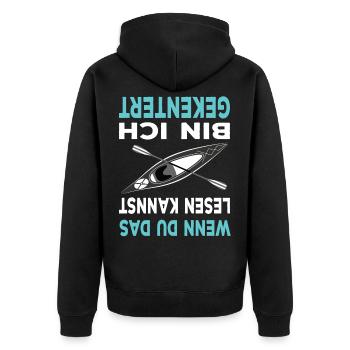 lustiger Kajak Spruch Wassersport paddeln Kanu - Unisex Premium Bio Zip Hoodie - Schwarz - Hinten - Nico (187cm)