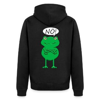 Statement, Der Nö Frosch Lustiges Statement Frog - Unisex Premium Bio Zip Hoodie - Schwarz - Hinten - Nico (187cm)