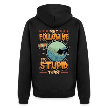 Wakeboard kite surf disant drôle de cadeau - Veste à capuche bio Premium Unisexe - noir - Dos - Nico (187cm)