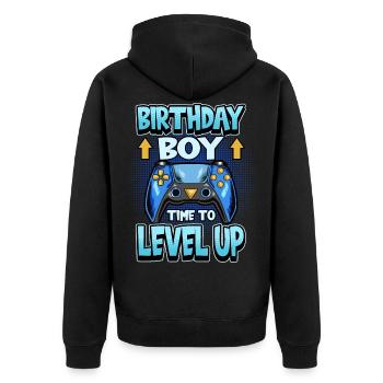 Anniversaire de joueur disant cadeau de jeu - Veste à capuche bio Premium Unisexe - noir - Dos - Nico (187cm)