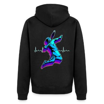 Cadeau de passe-temps de sport de raquette de volant de badminton - Veste à capuche bio Premium Unisexe - noir - Dos - Nico (187cm)