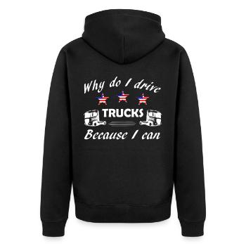 Trucker und Lastwagen Fahrer - Unisex Premium Bio Zip Hoodie - Schwarz - Hinten - Nico (187cm)